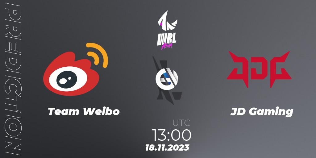 Pronósticos Team Weibo - JD Gaming. 18.11.2023 at 13:00. WRL Asia 2023 - Season 2 - Regular Season - Wild Rift