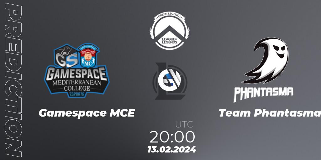 Pronósticos Gamespace MCE - Team Phantasma. 13.02.2024 at 20:00. GLL Spring 2024 - LoL