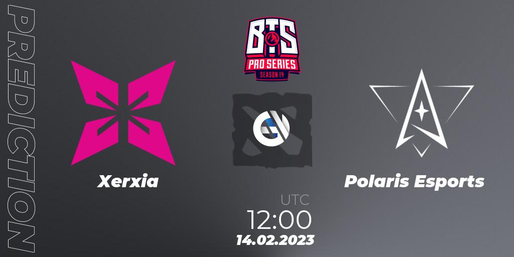 Pronósticos Xerxia - Polaris Esports. 14.02.2023 at 09:00. BTS Pro Series Season 14: Southeast Asia - Dota 2
