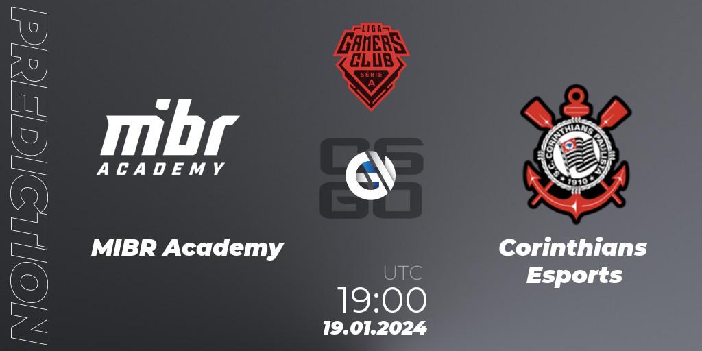 Pronósticos MIBR Academy - Corinthians Esports. 19.01.2024 at 19:00. Gamers Club Liga Série A: January 2024 - Counter-Strike (CS2)