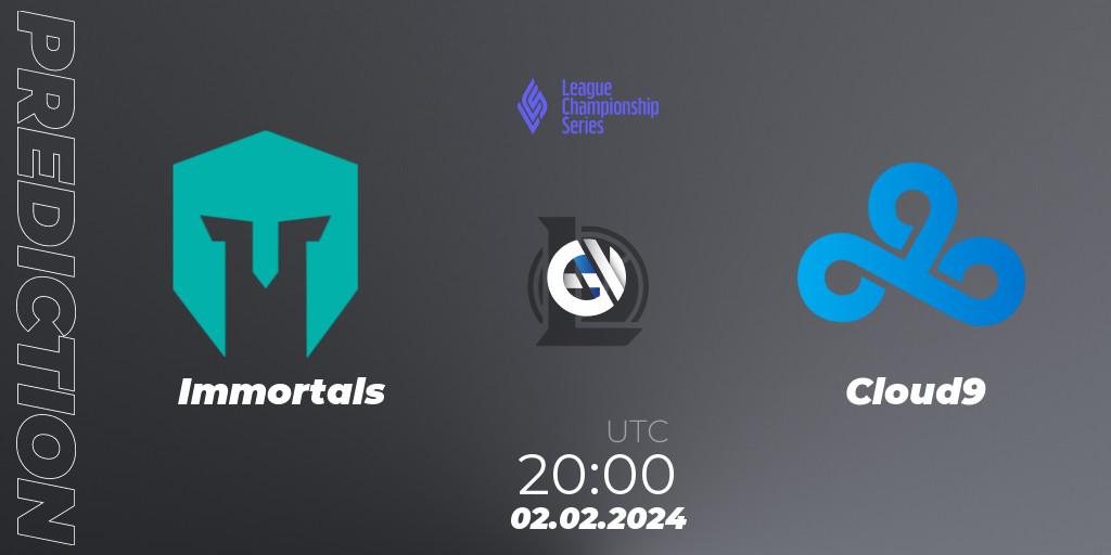 Pronósticos Immortals - Cloud9. 02.02.24. LCS Spring 2024 - Group Stage - LoL