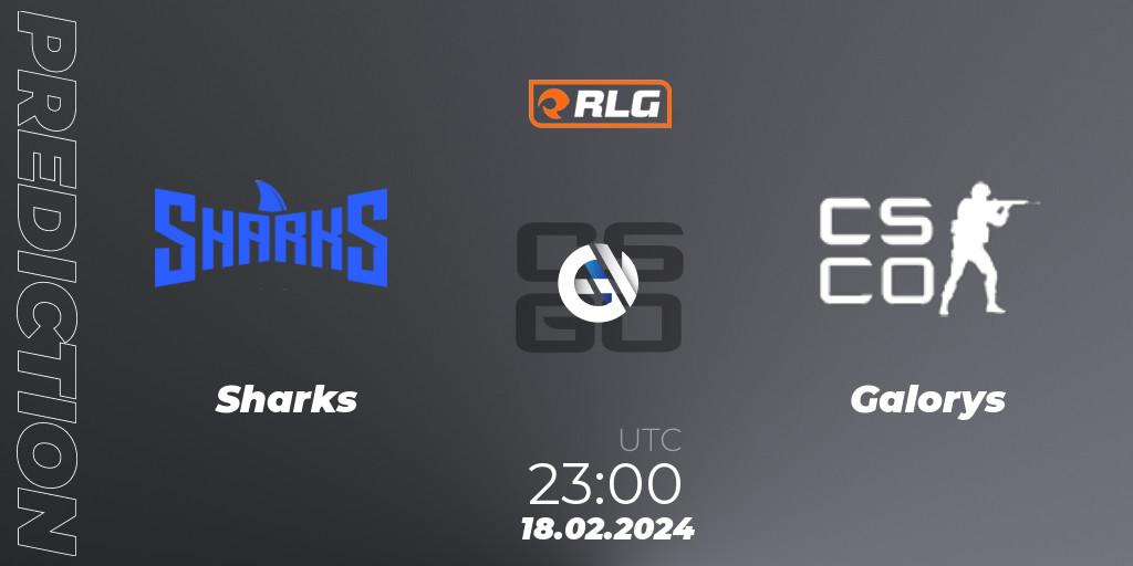 Pronósticos Sharks - Galorys. 18.02.2024 at 23:35. RES Latin American Series #1 - Counter-Strike (CS2)