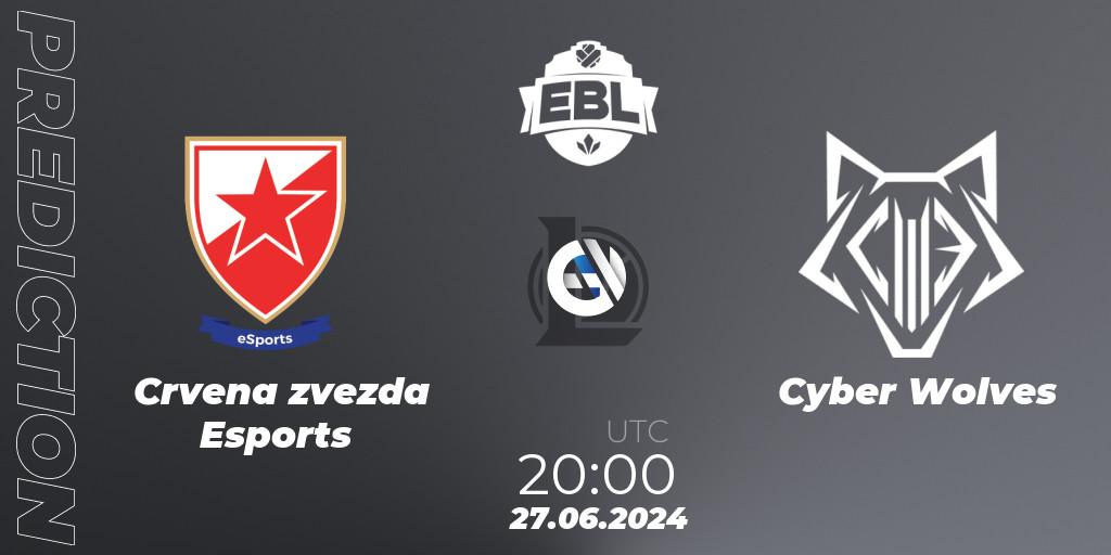 Pronósticos Crvena zvezda Esports - Cyber Wolves. 27.06.2024 at 20:00. Esports Balkan League Season 15 - LoL
