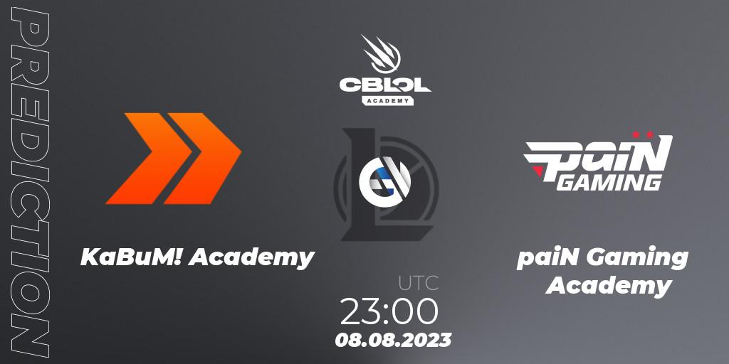 Pronósticos KaBuM! Academy - paiN Gaming Academy. 08.08.2023 at 23:00. CBLOL Academy Split 2 2023 - Group Stage - LoL