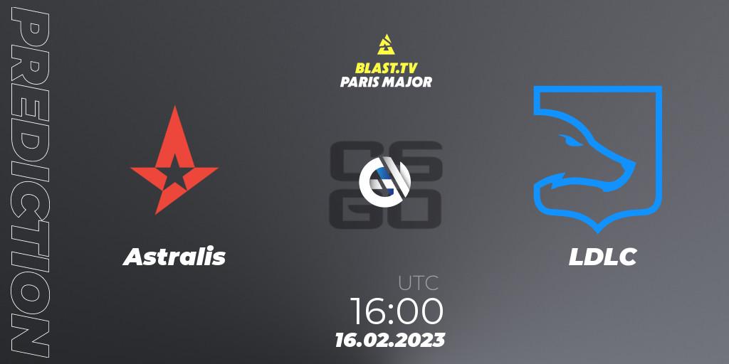 Pronósticos Astralis - LDLC. 16.02.2023 at 16:00. BLAST.tv Paris Major 2023 Europe RMR Closed Qualifier A - Counter-Strike (CS2)