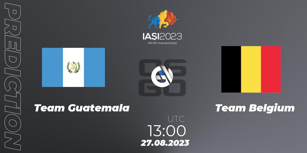 Pronósticos Team Guatemala - Team Belgium. 27.08.2023 at 16:10. IESF World Esports Championship 2023 - Counter-Strike (CS2)
