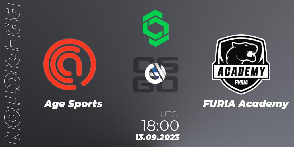Pronósticos Age Sports - FURIA Academy. 13.09.2023 at 18:45. CCT South America Series #11 - Counter-Strike (CS2)