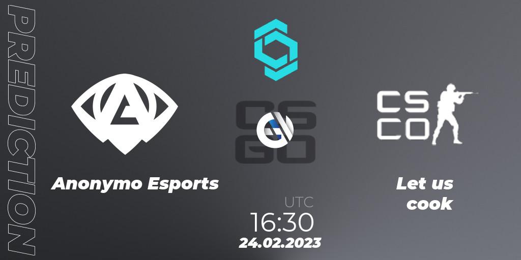 Pronósticos Anonymo Esports - Let us cook. 24.02.2023 at 16:30. CCT North Europe Series 4 Closed Qualifier - Counter-Strike (CS2)