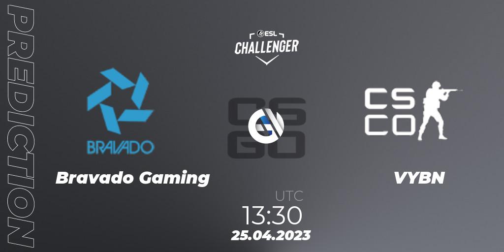 Pronósticos Bravado Gaming - VYBN. 25.04.2023 at 13:30. ESL Challenger Katowice 2023: South African Qualifier - Counter-Strike (CS2)