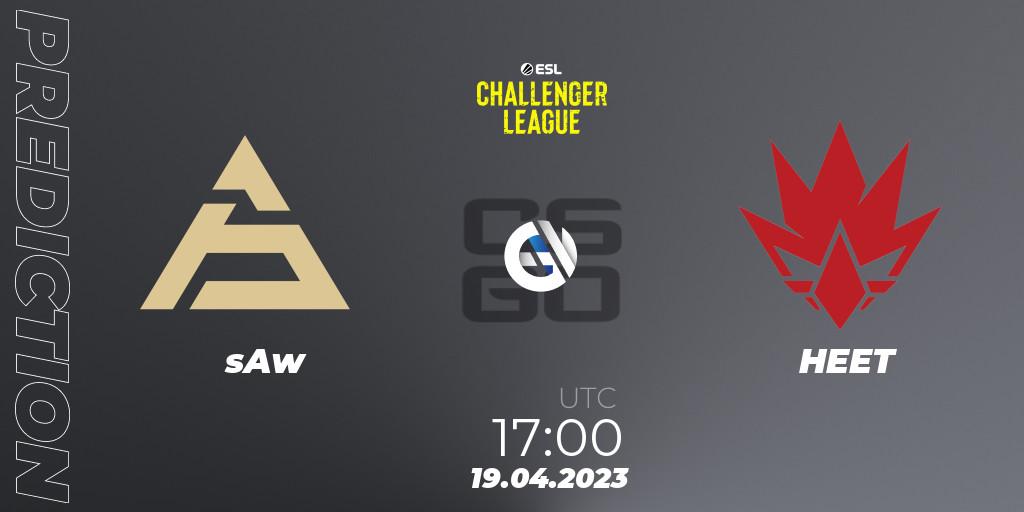 Pronósticos sAw - HEET. 19.04.2023 at 17:00. ESL Challenger League Season 45: Europe - Counter-Strike (CS2)