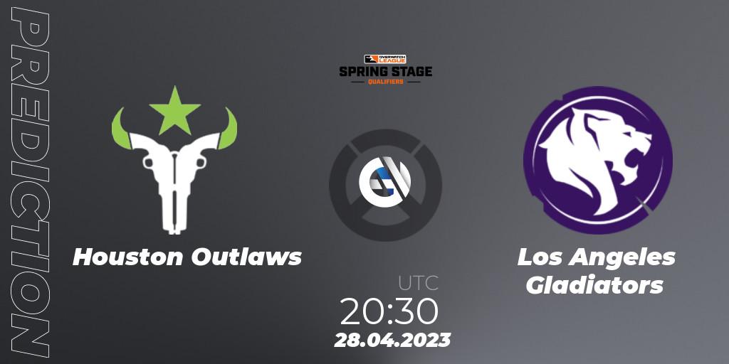Pronósticos Houston Outlaws - Los Angeles Gladiators. 28.04.2023 at 20:30. OWL Stage Qualifiers Spring 2023 West - Overwatch