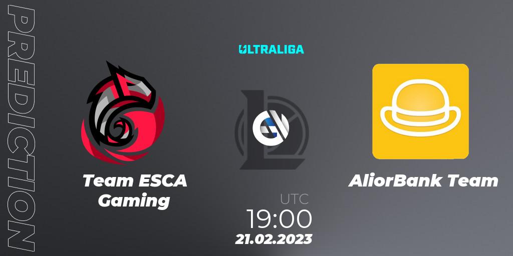 Pronósticos Team ESCA Gaming - AliorBank Team. 17.02.2023 at 16:00. Ultraliga Season 9 - Group Stage - LoL