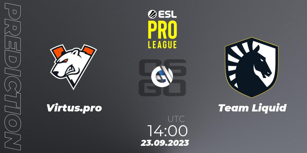 Pronósticos Virtus.pro - Team Liquid. 23.09.2023 at 15:10. ESL Pro League Season 18 - Counter-Strike (CS2)