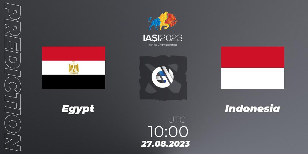 Pronósticos Egypt - Indonesia. 27.08.2023 at 13:00. IESF World Championship 2023 - Dota 2