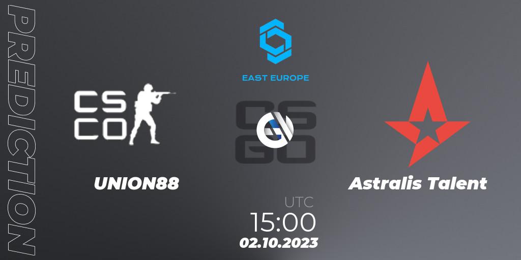 Pronósticos UNION88 - Astralis Talent. 02.10.23. CCT East Europe Series #3: Closed Qualifier - CS2 (CS:GO)