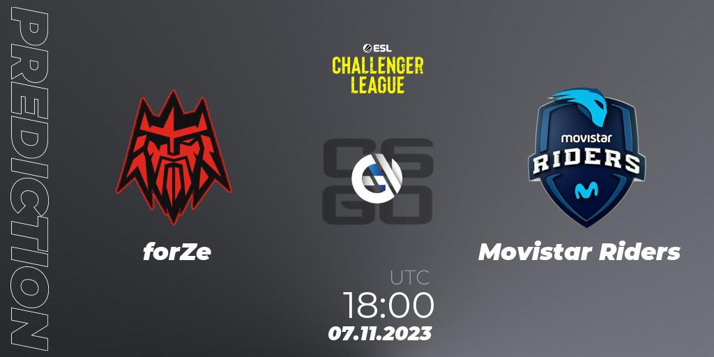 Pronósticos forZe - Movistar Riders. 07.11.23. ESL Challenger League Season 46: Europe - CS2 (CS:GO)