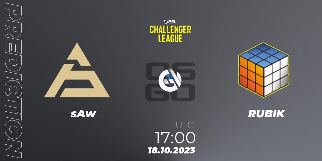 Pronósticos sAw - RUBIK. 18.10.2023 at 17:00. ESL Challenger League Season 46: Europe - Counter-Strike (CS2)