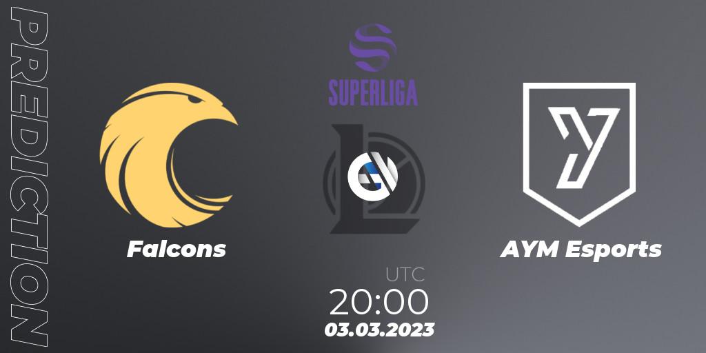 Pronósticos Falcons - AYM Esports. 03.03.2023 at 20:00. LVP Superliga 2nd Division Spring 2023 - Group Stage - LoL