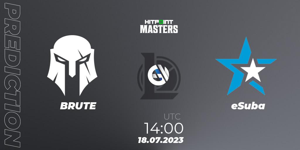 Pronósticos BRUTE - eSuba. 18.07.2023 at 14:00. Hitpoint Masters Summer 2023 - Group Stage - LoL