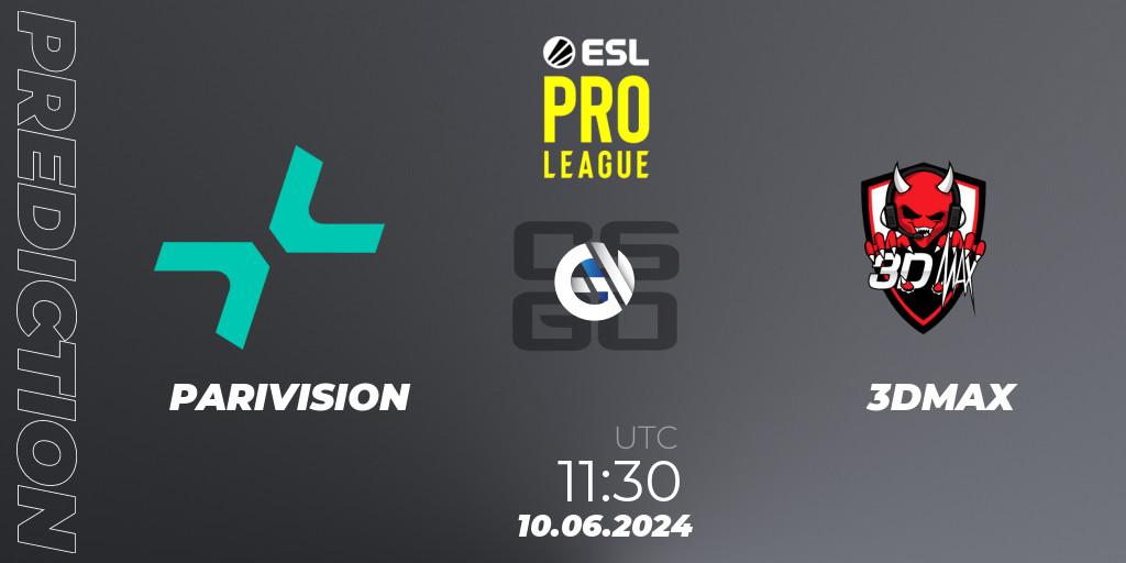 Pronósticos PARIVISION - 3DMAX. 10.06.2024 at 11:30. ESL Pro League Season 20: European Conference - Counter-Strike (CS2)