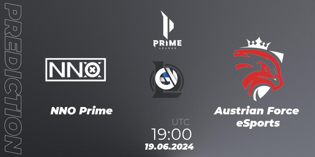 Pronósticos NNO Prime - Austrian Force eSports. 19.06.2024 at 19:00. Prime League Summer 2024 - LoL