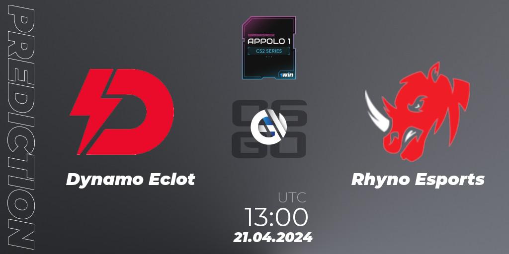 Pronósticos Dynamo Eclot - Rhyno Esports. 21.04.24. Appolo1 Series: Phase 1 - CS2 (CS:GO)