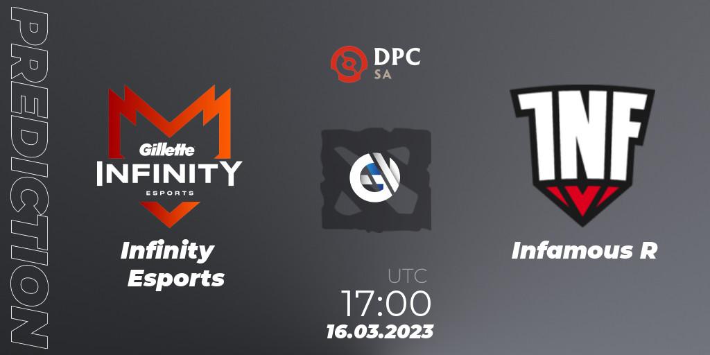 Pronósticos Infinity Esports - Infamous R. 16.03.2023 at 17:05. DPC 2023 Tour 2: SA Division I (Upper) - Dota 2