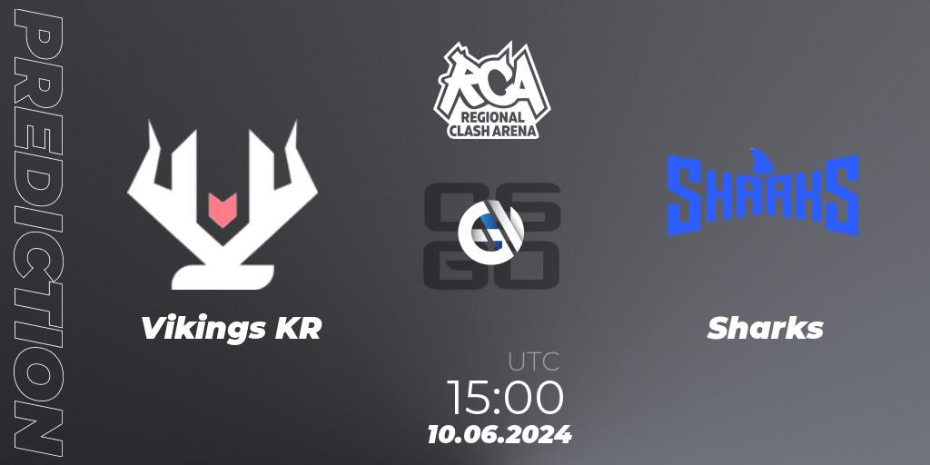 Pronósticos Vikings KR - Sharks. 10.06.2024 at 15:00. Regional Clash Arena South America - Counter-Strike (CS2)