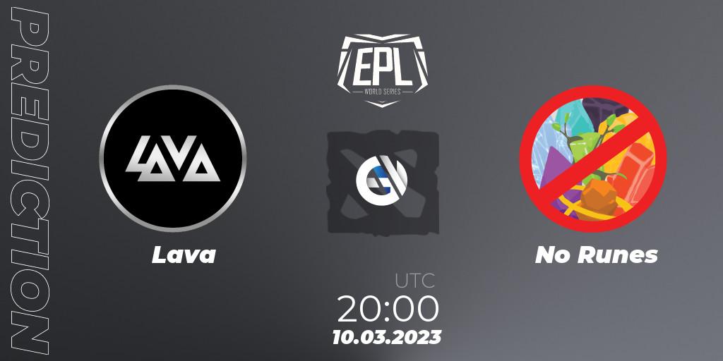 Pronósticos Lava - No Runes. 10.03.23. European Pro League World Series America Season 4 - Dota 2