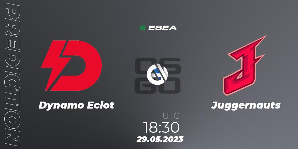 Pronósticos Dynamo Eclot - Juggernauts. 29.05.2023 at 20:00. ESEA Advanced Season 45 Europe - Counter-Strike (CS2)