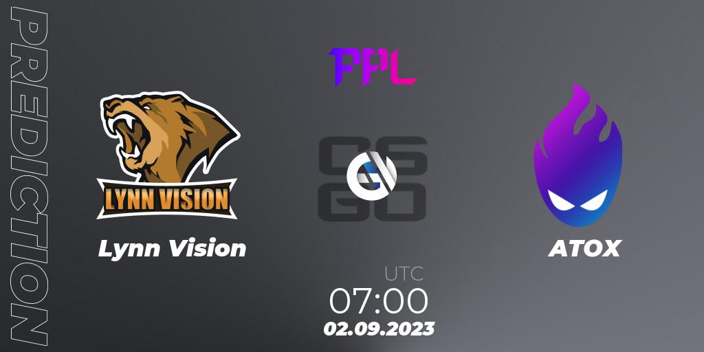 Pronósticos Lynn Vision - ATOX. 02.09.2023 at 07:00. Perfect World Arena Premier League Season 5 - Counter-Strike (CS2)