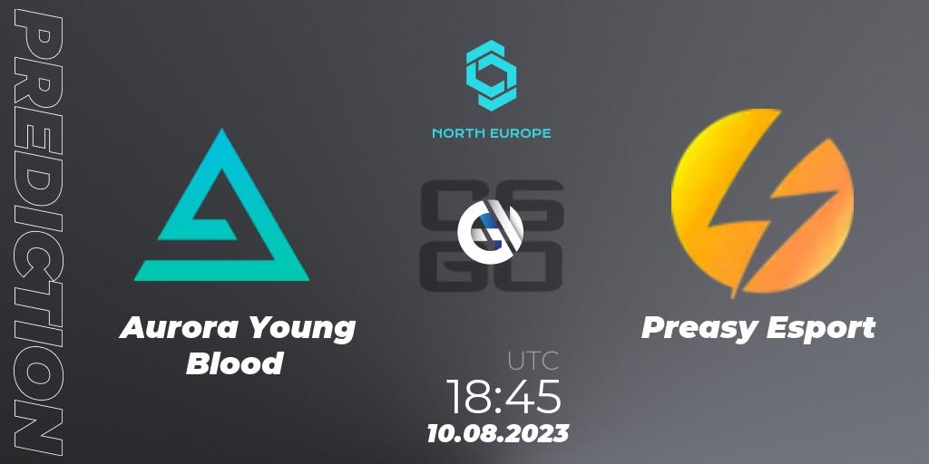 Pronósticos Aurora Young Blood - Preasy Esport. 10.08.2023 at 18:45. CCT North Europe Series #7: Closed Qualifier - Counter-Strike (CS2)