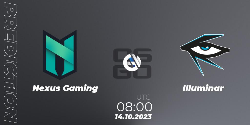 Pronósticos Nexus Gaming - Illuminar. 14.10.2023 at 08:00. European Pro League Season 11: Division 2 - Counter-Strike (CS2)