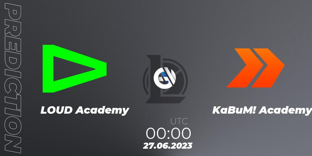 Pronósticos LOUD Academy - KaBuM! Academy. 27.06.2023 at 00:15. CBLOL Academy Split 2 2023 - Group Stage - LoL