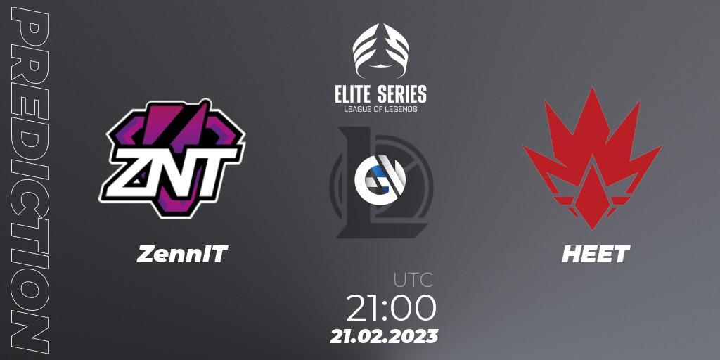 Pronósticos ZennIT - HEET. 21.02.2023 at 21:00. Elite Series Spring 2023 - Group Stage - LoL