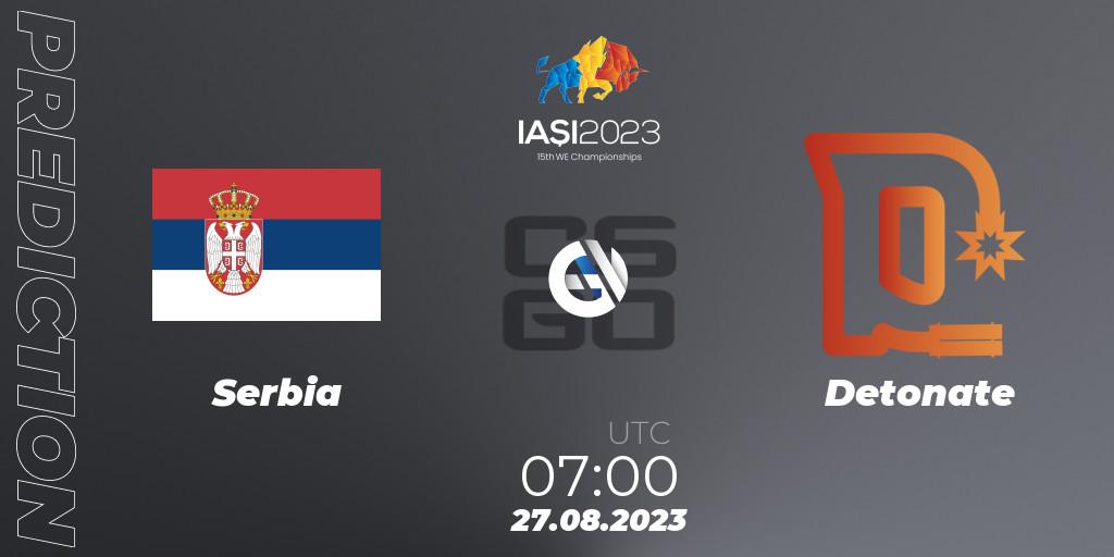 Pronósticos Serbia - Detonate. 27.08.23. IESF World Esports Championship 2023 - CS2 (CS:GO)