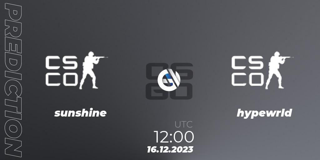 Pronósticos sunshine! - hypewrld. 16.12.2023 at 12:40. kleverr Virsliga Season 1 Finals - Counter-Strike (CS2)