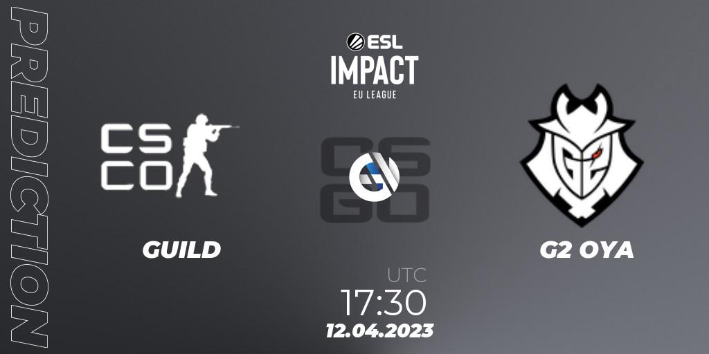 Pronósticos GUILD - G2 OYA. 12.04.2023 at 17:30. ESL Impact League Season 3: European Division - Counter-Strike (CS2)