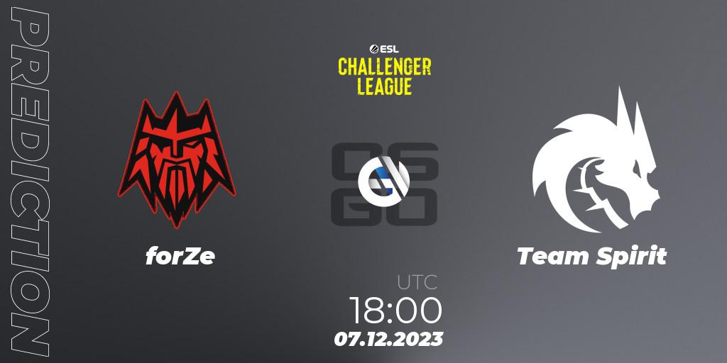 Pronósticos forZe - Team Spirit. 07.12.23. ESL Challenger League Season 46: Europe - CS2 (CS:GO)