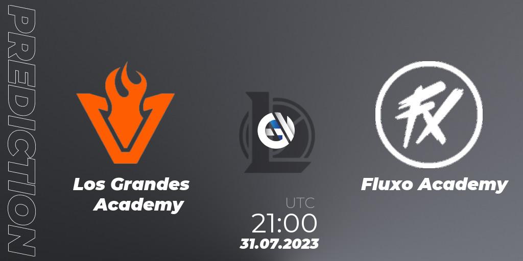 Pronósticos Los Grandes Academy - Fluxo Academy. 31.07.2023 at 21:00. CBLOL Academy Split 2 2023 - Group Stage - LoL