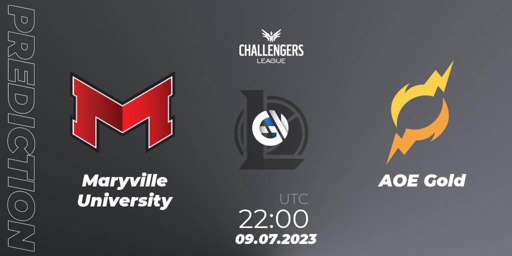 Pronósticos Maryville University - AOE Gold. 09.07.2023 at 22:00. North American Challengers League 2023 Summer - Group Stage - LoL
