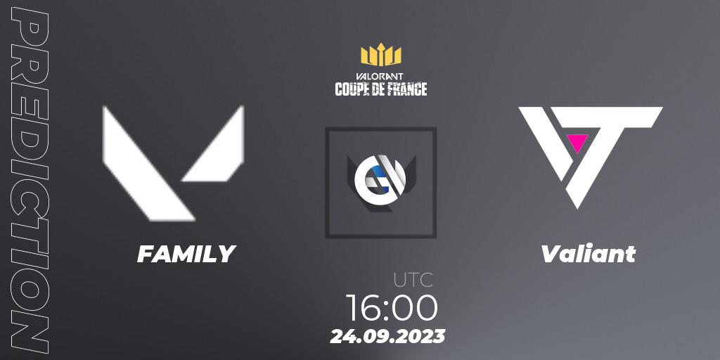 Pronósticos FAMILY - Valiant. 24.09.2023 at 16:00. VCL France: Revolution - Coupe De France 2023 - VALORANT