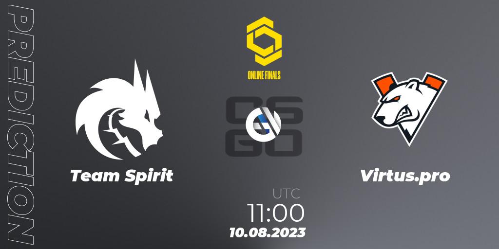 Pronósticos Team Spirit - Virtus.pro. 10.08.23. CCT 2023 Online Finals 2 - CS2 (CS:GO)