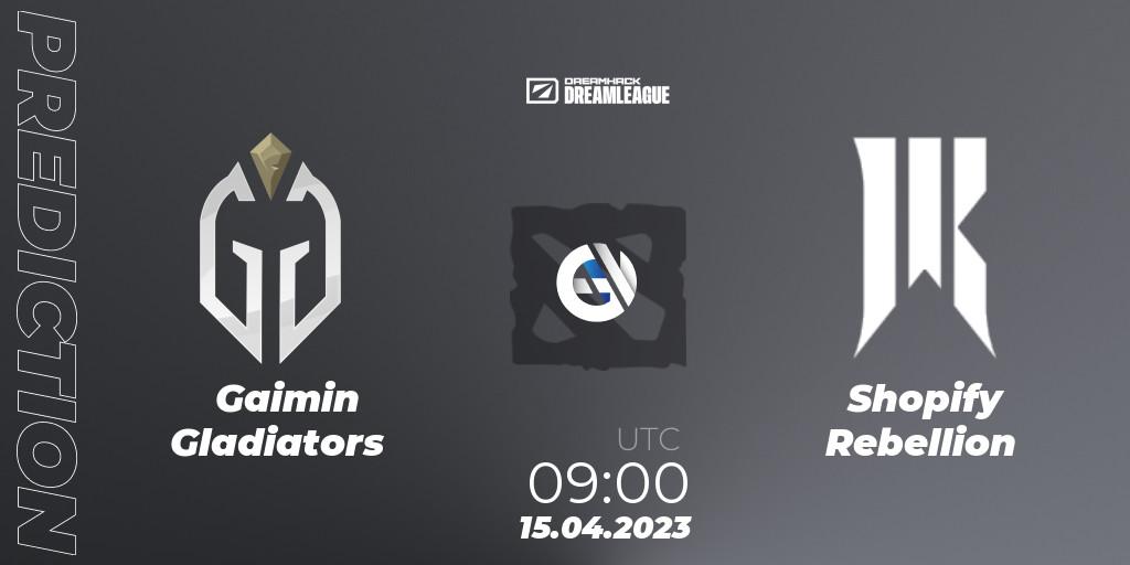 Pronósticos Gaimin Gladiators - Shopify Rebellion. 15.04.23. DreamLeague Season 19 - Group Stage 2 - Dota 2