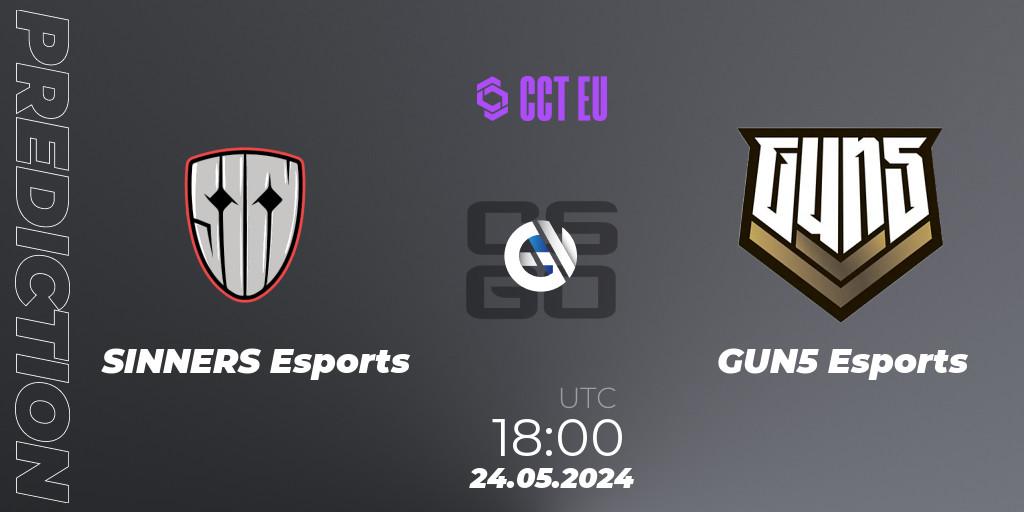 Pronósticos SINNERS Esports - GUN5 Esports. 24.05.2024 at 18:00. CCT Season 2 Europe Series 4 - Counter-Strike (CS2)