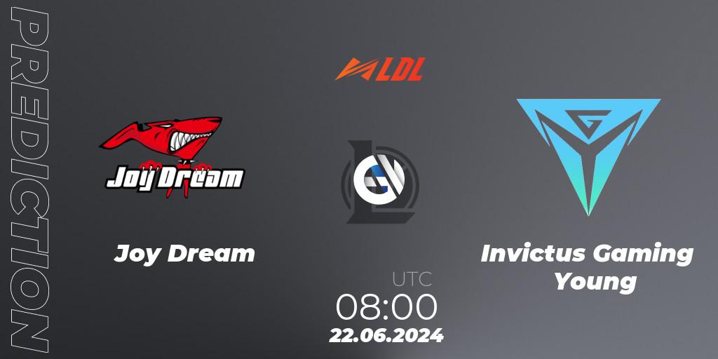 Pronósticos Joy Dream - Invictus Gaming Young. 22.06.2024 at 06:00. LDL 2024 - Stage 3 - LoL