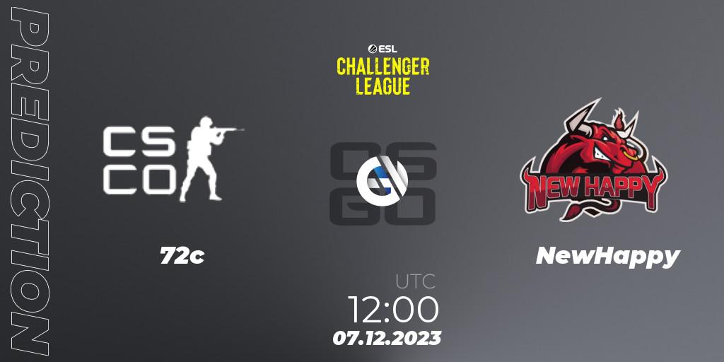 Pronósticos -72C - NewHappy. 07.12.2023 at 12:00. ESL Challenger League Season 46: Asia-Pacific - Counter-Strike (CS2)