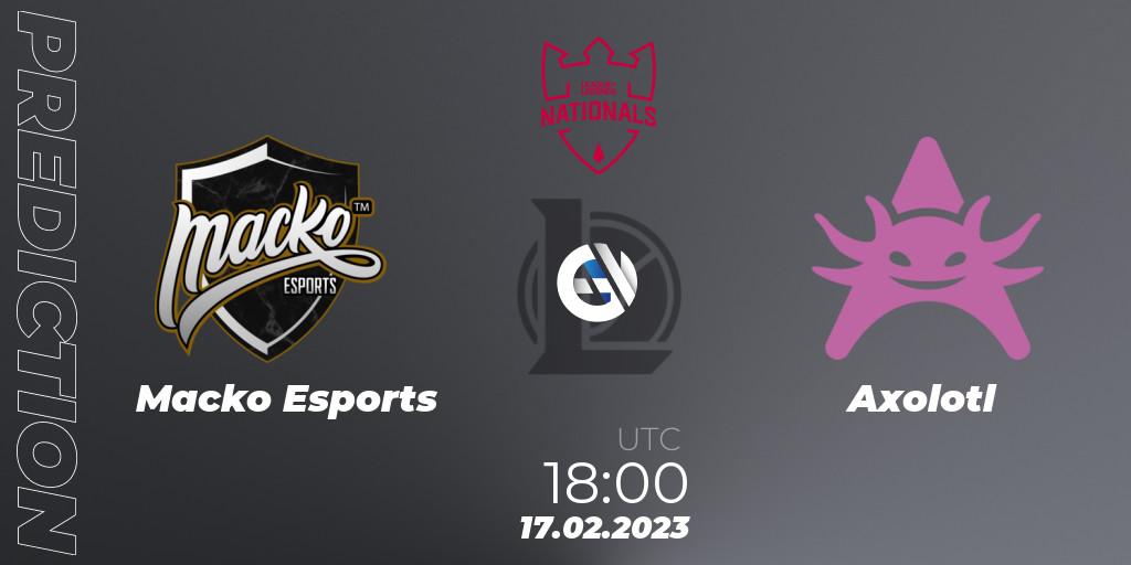 Pronósticos Macko Esports - Axolotl. 17.02.2023 at 20:00. PG Nationals Spring 2023 - Group Stage - LoL