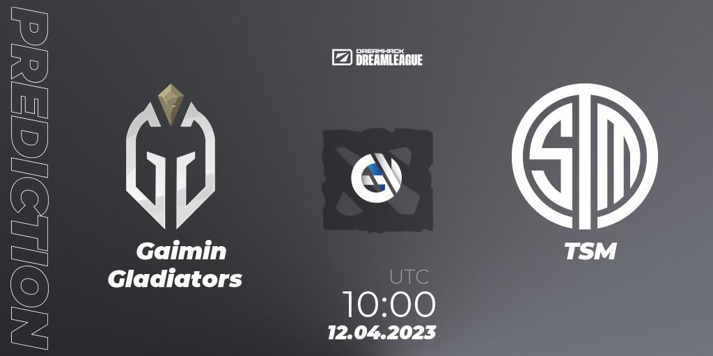 Pronósticos Gaimin Gladiators - TSM. 12.04.2023 at 09:55. DreamLeague Season 19 - Group Stage 1 - Dota 2
