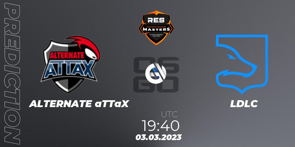 Pronósticos ALTERNATE aTTaX - LDLC. 03.03.2023 at 19:40. RES Western European Masters: Spring 2023 - Counter-Strike (CS2)